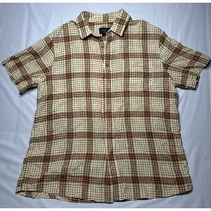 Pendleton Tan Linen Plaid Short Sleeve Button Down Western Shirt Men's XL